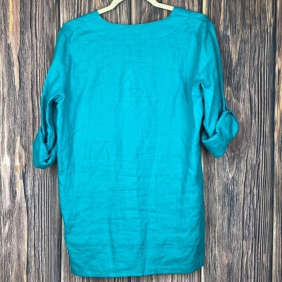Ralph Lauren 💯 Linen Blue Tunic W/ Changeable Sleeve Length- Size Med - Picture 5 of 7